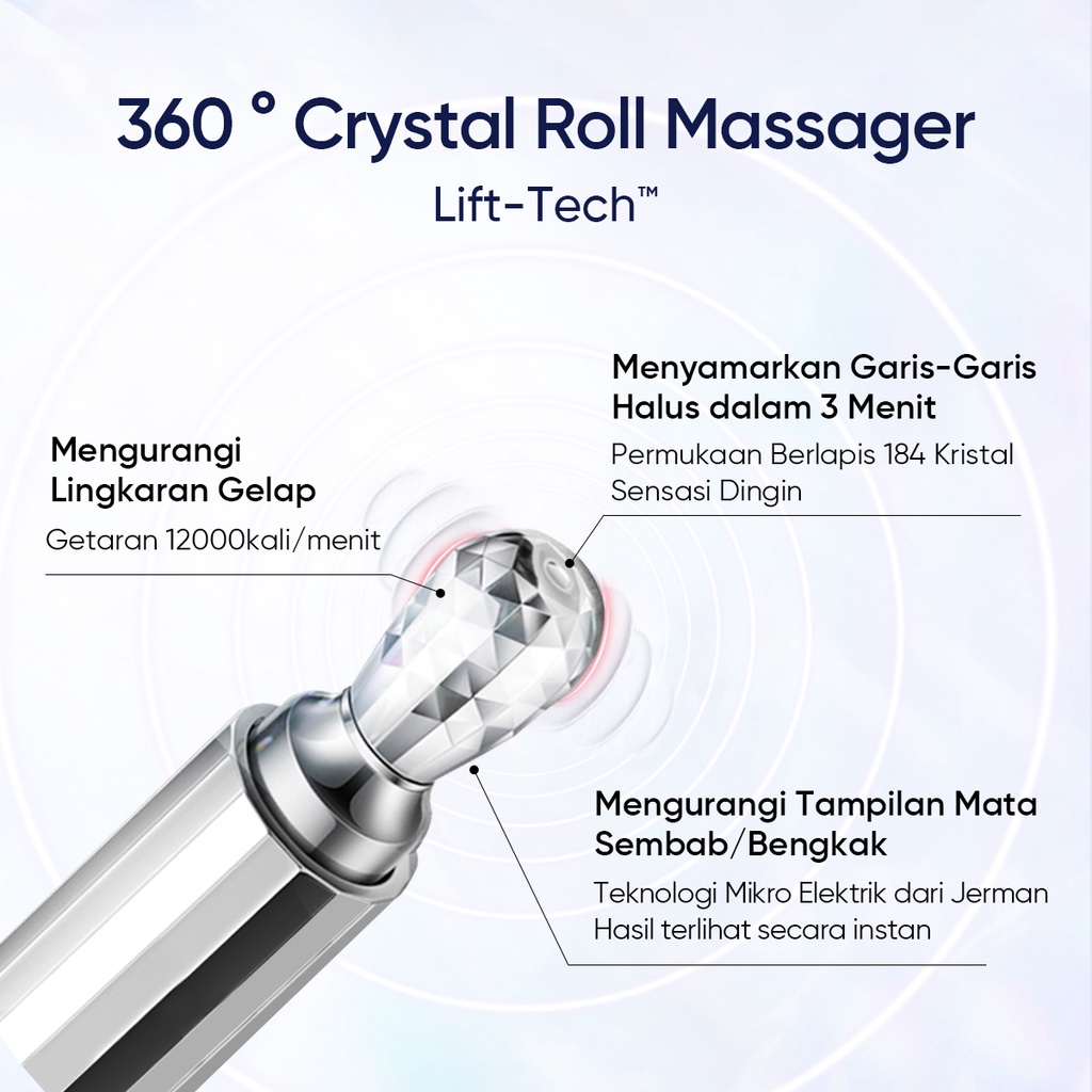 SKINTIFIC 360 CRYSTAL MASSAGER LIFTING EYE CREAM 20ml KRIM KANTONG MATA Krim Mata Serum Mata Advanced Night Cream Day Krim Eye Treatment Niacinamide Caffeine 3D Peptides