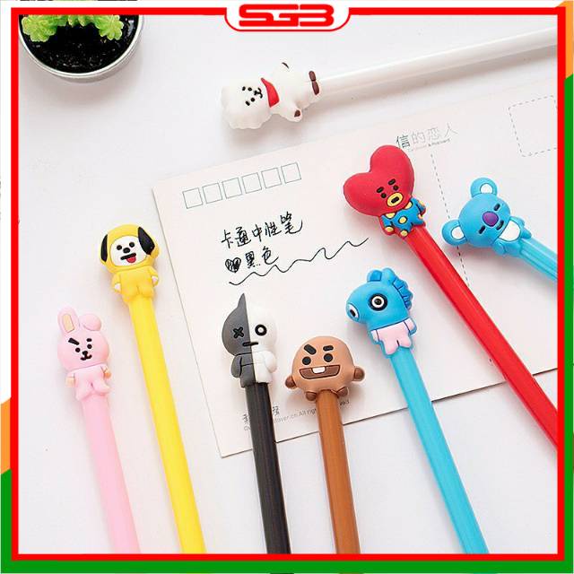 

Pena BT-21 Bangtan Boys ARMY Cartoon Black Ink Gel Pen Import Murah BISA COD