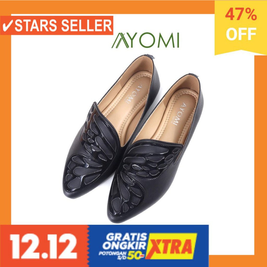 NEW BUAT CEWE PEREMPUAN KUAT ORIGINAL HAK BESAR TALI/ AYOMI - Hanita ABL-43 Flat Shoes Wings