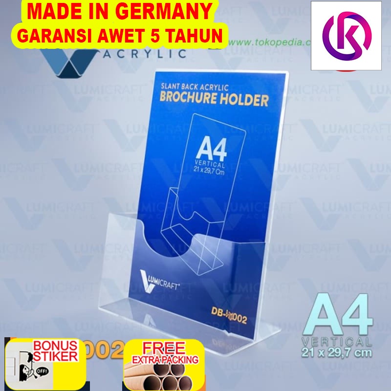 

Murah Brochure/Brosur Holder/Stand Acrylic/Akrilik model L / Slant Back - A4