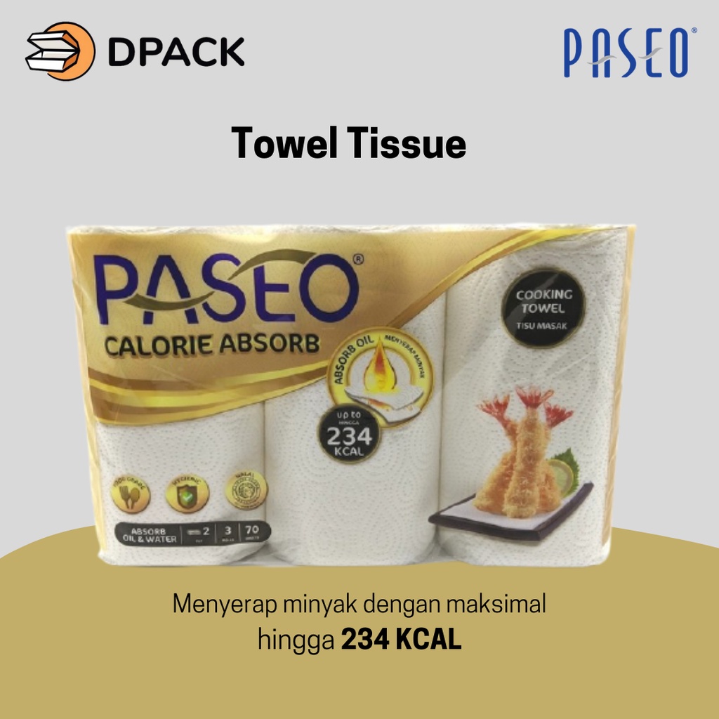 Tissue / Tisu Dapur / Masak / (Kitchen Towel) Paseo 2 ply bundle isi 3