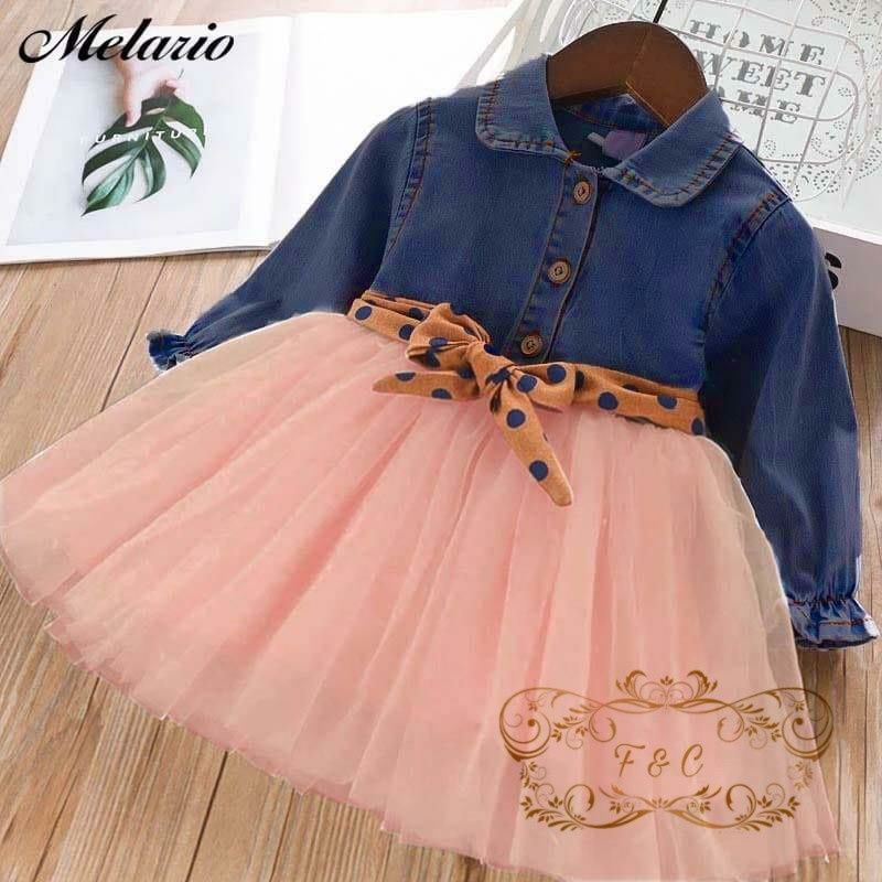 DRESS FASHION KID ANAK NICIA, DENIM TILE, DRESS