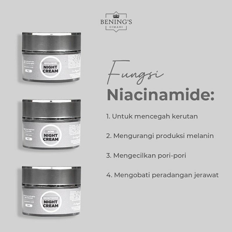 NIGHT CREAM BENINGS SKINCARE DR OKY PRATAMA | KRIM MALAM BENING CLINIC | EXCLUSIVE BRIGHTENING ACNE