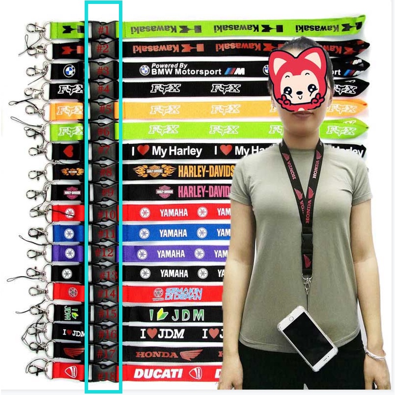 Tali Lanyard Leher Holder Kartu ID / Handphone Tahan Lama Untuk Motor