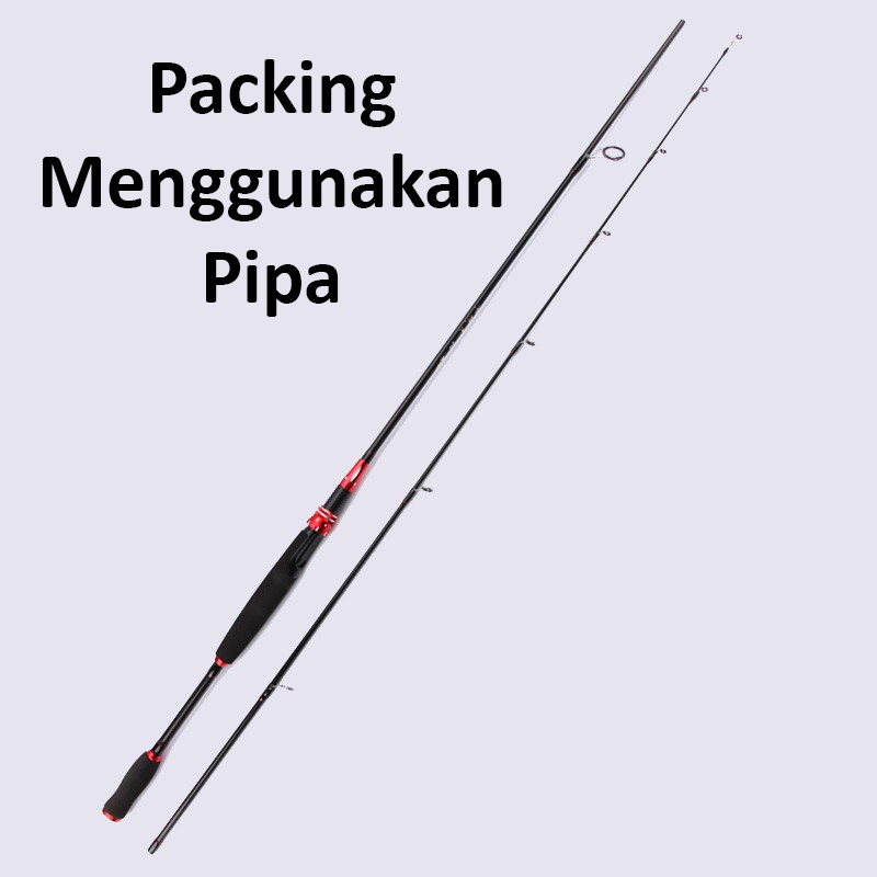 Joran  Spinning 2.4 Meter 2 Segment Bahan Carbon Fiber Packing Pipa - Joran Spinning- Joran Red
