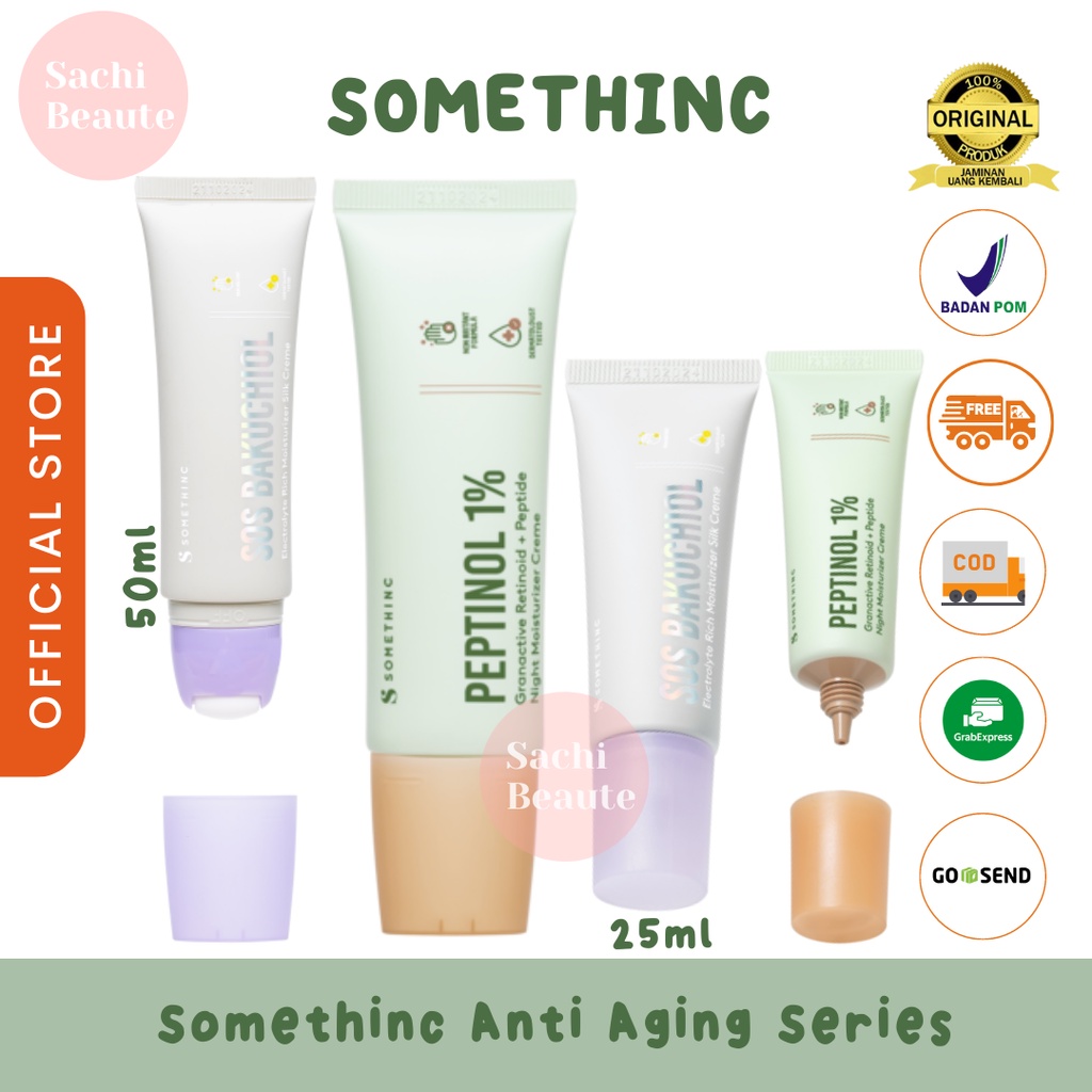 SOMETHINC Basic Skincare - age don't care Anti aging series - SOS Bakuchiol Electrolyte Rich Moisturizer Silk Creme | Peptinol 1% Granactive Retinoid + Peptide Night Moisturizer Creme