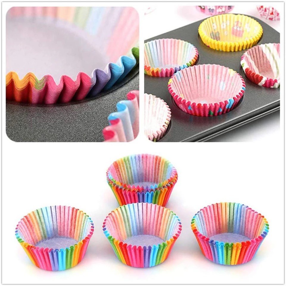 100 Buah/Bungkus Kue Muffin Cupcake Kertas Cangkir Kue Kotak Cupcake Liner Dapur Baking Aksesoris Kue Mo-Won