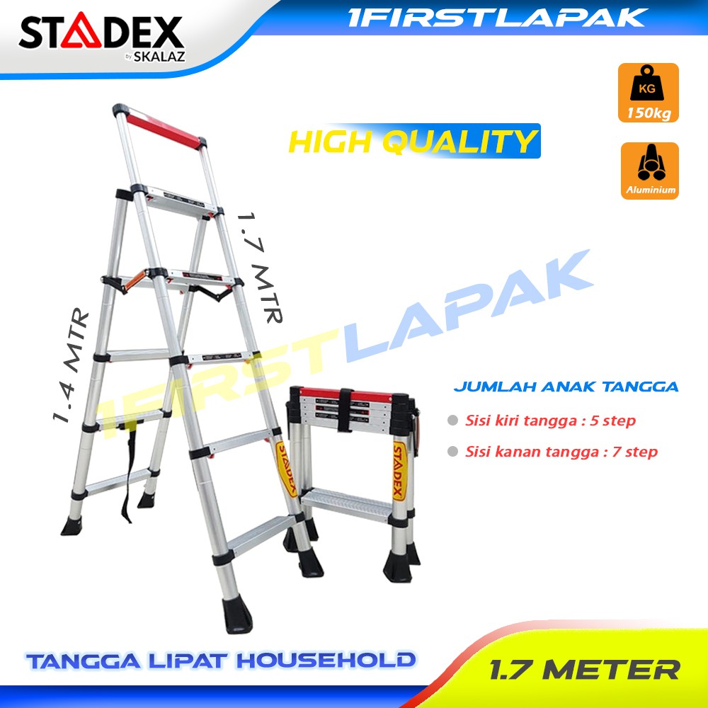 Tangga Teleskopik Lipat 5 Step T.1,4 m Household Merek STADEX | Shopee