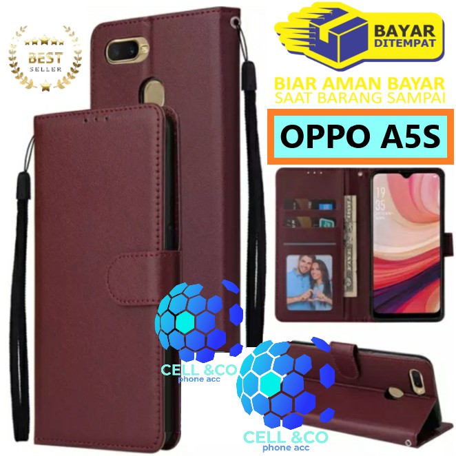 Flip cover OPPO A5S Flip case buka tutup kesing hp casing flip case leather wallet