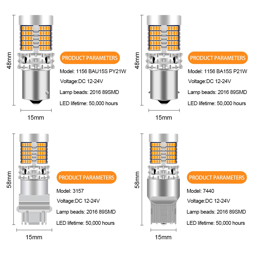 1pc Lampu Led Canbus Error-Free 89smd 12v-24v 1156 3157 7440 T20 Ba15S Bau15S Bay15D Untuk Rem Mobil