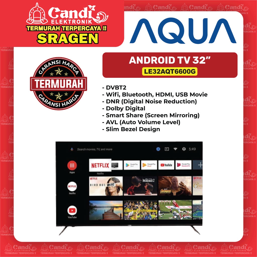 aqua smart android tv 32 inch   le32aqt6600g