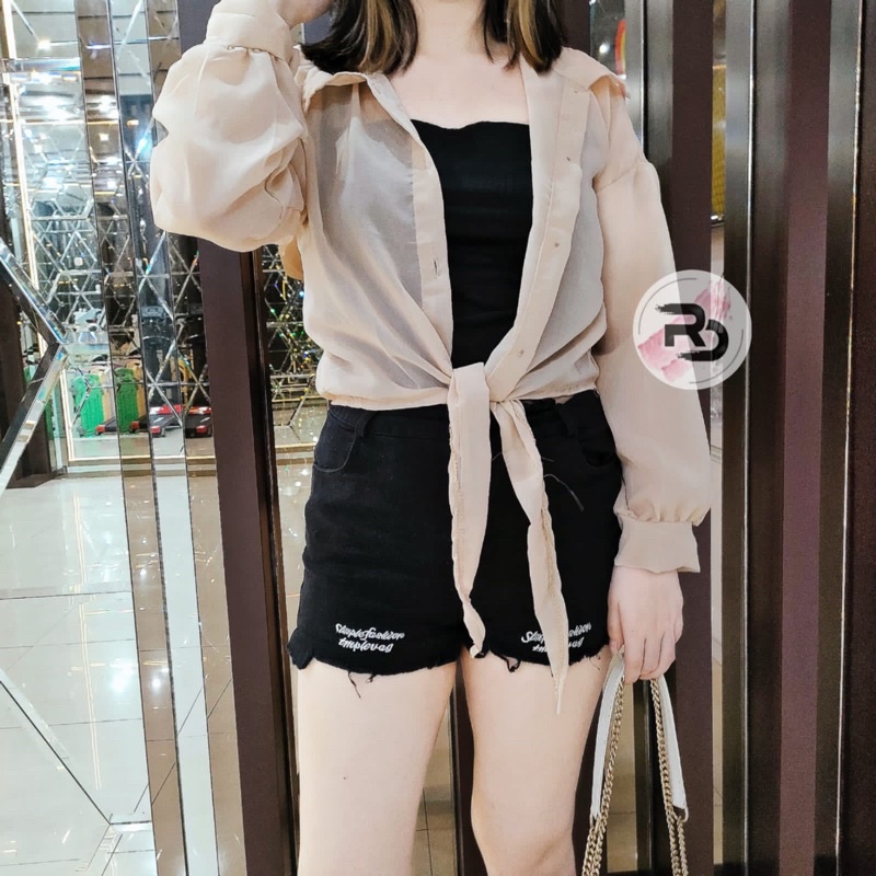 RD - SY FASHION HEM GIYOMI - KEMEJA WANITA BASIC TOP (S02)-CREM