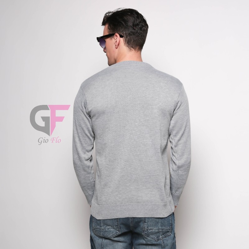 GIOFLO Sweater Panjang Terbaru Casual Pria Abu Muda / SWE 1019