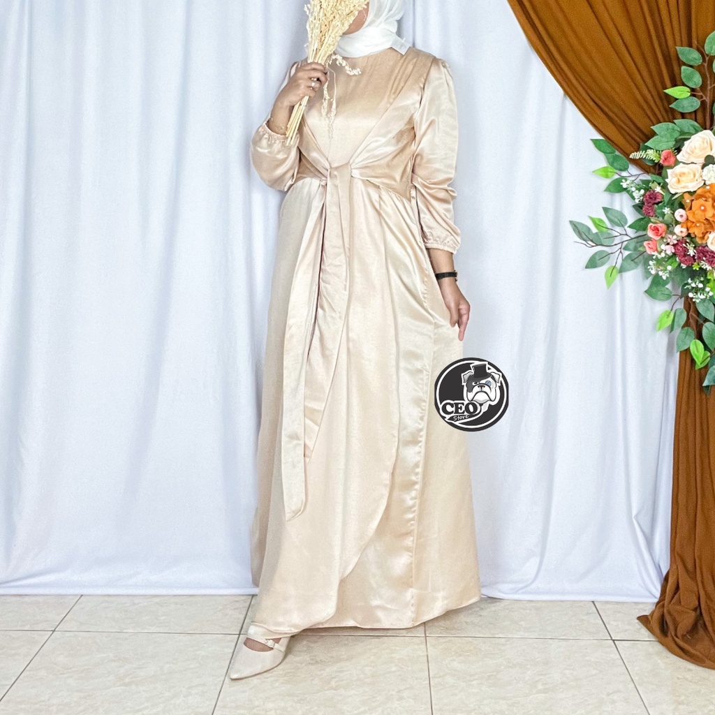 Gamila Dress Satin Maxmara Mewah // Dress Bridesmaid Satin Premium // Dress Gamis Pesta // Dress kondangan