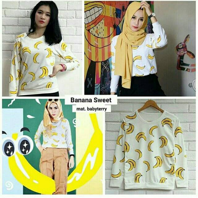 BANANA SWEATER MURAH BAJU BANANA HITS ATASAN WANITA SWEATER BANANA GROSIR BAJU BANANA MURAH HITS