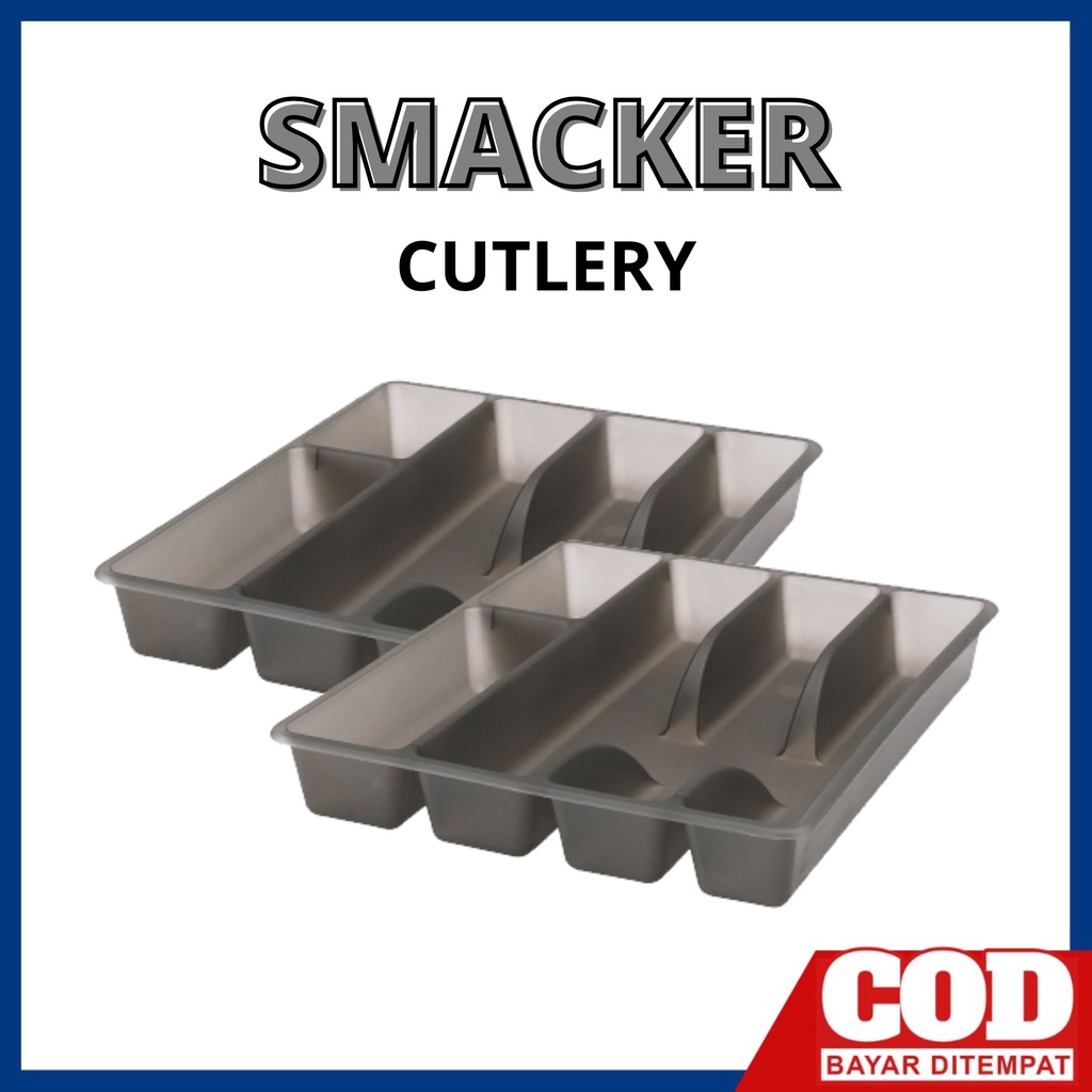 BAKI PERALATAN MAKAN SMACKER CUTLERY WARNA ABU ABU uk 26x31x4,5cm - HHD-181