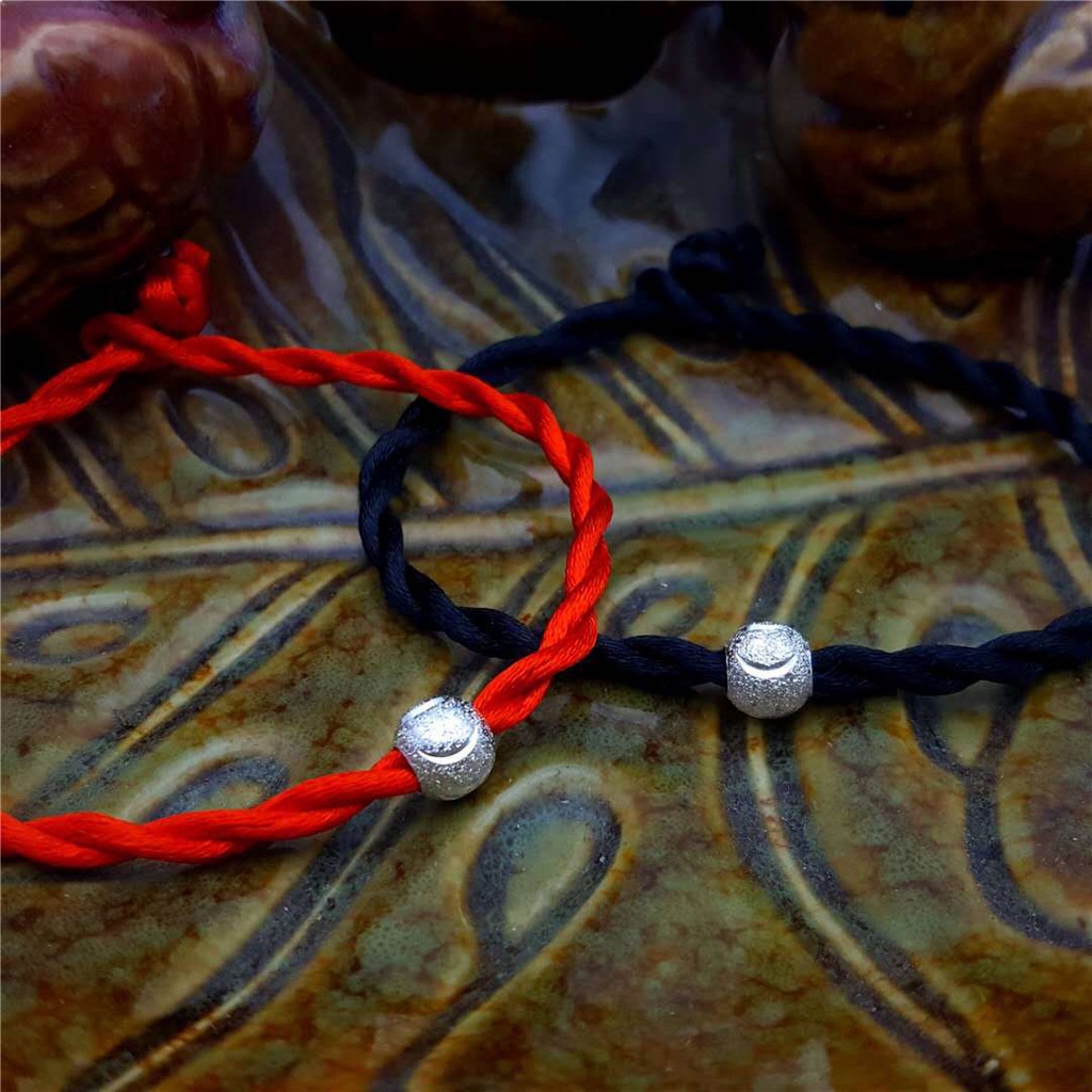 Gelang Tali Merah Rantai Manik-Manik Perak Untuk Hadiah Pasangan