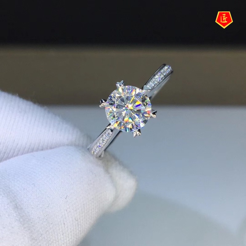 [Ready Stock]Women's Pt950 Platinum Heart-Shaped Six-Claw Moissanite Ring