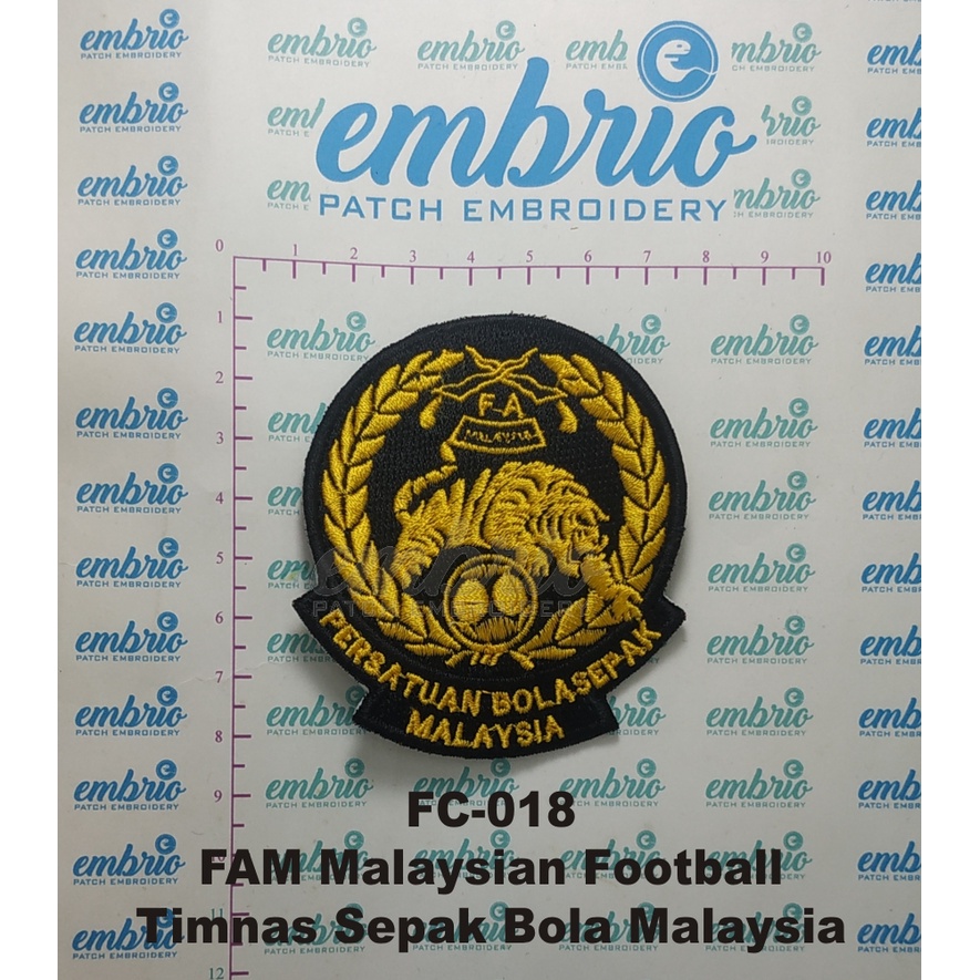 Bordir Jogja FC-018 Patch FAM Malaysian Football Bordir Logo Jersey Timnas Sepak Bola Malaysia 7cm E