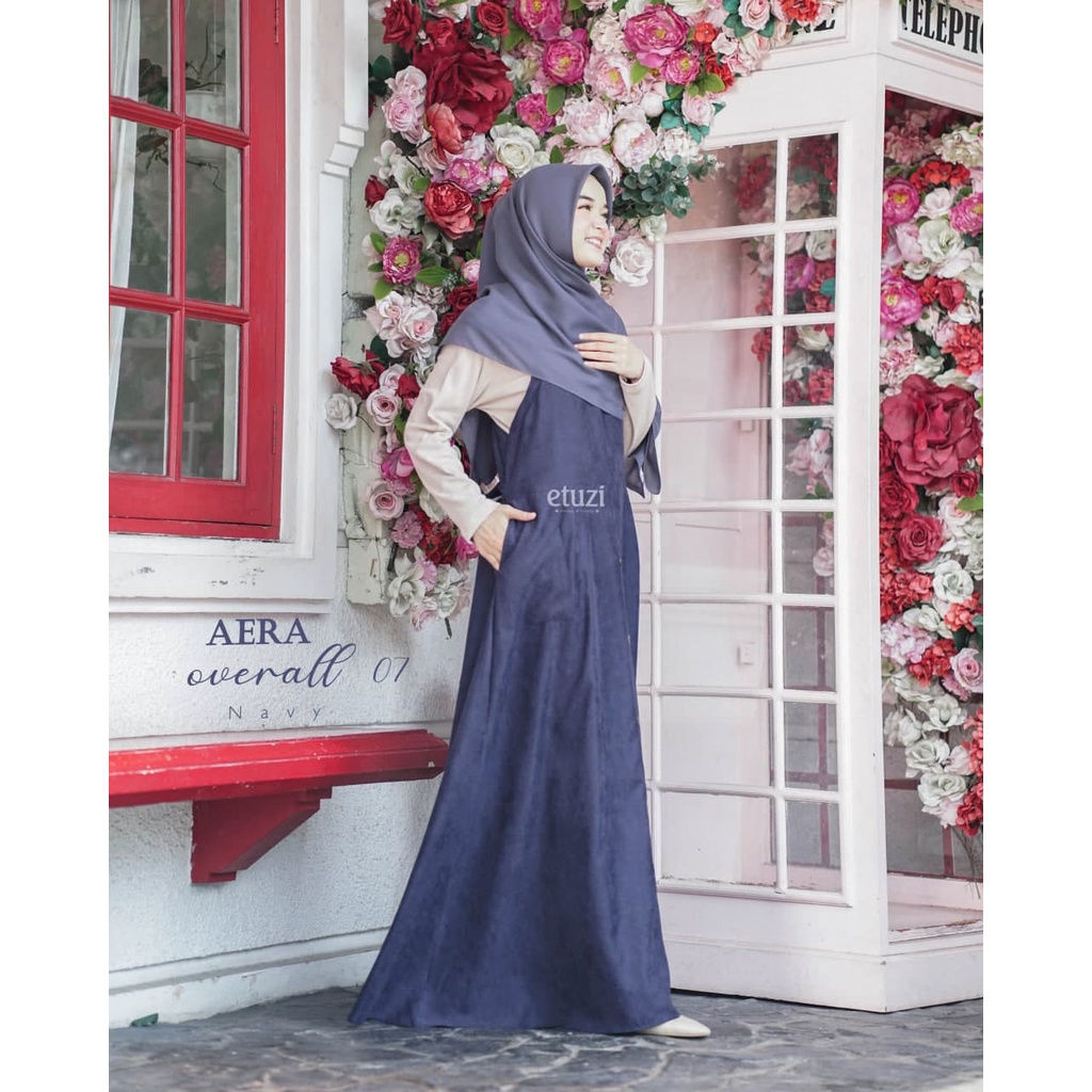 OVERALL GAMIS PLUS KAOS INNER//OVERALL AERA BY ETUZI BAHAN BABY CORDUROY LEMBUT//OVERALL SET MUSLIMA