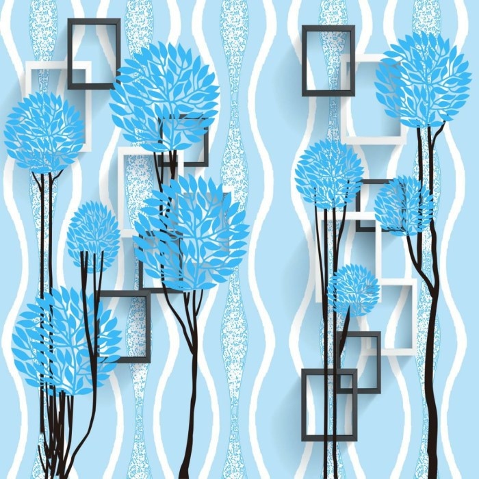 WALLPAPER DINDING MOTIF BERINGIN BIRU