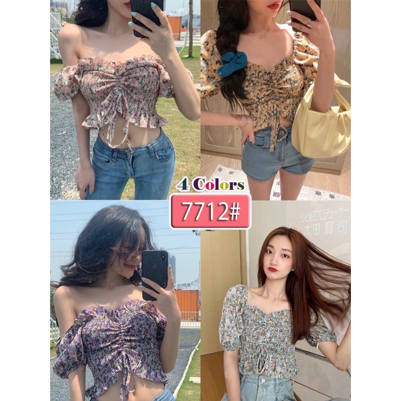 blus crop top wanita korea
