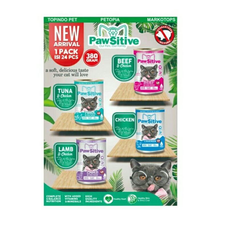 pawsitive kaleng 380gr makanan basah kucing - toska
