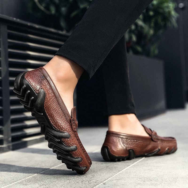 COD 100% ASLI KULIT Sepatu Pria IMPORT Tanpa Tali Casual Kulit Sapi Kerja Kantor Santai Slip On Fashion Keren 123