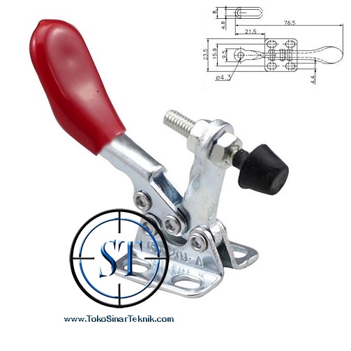 Toggle Clamp GH-201 Quick Release Alat Bantu Jepit Horizontal  Klem Tekan Togel Penahan Holder Kunci Horisontal Kapasitas 27kg