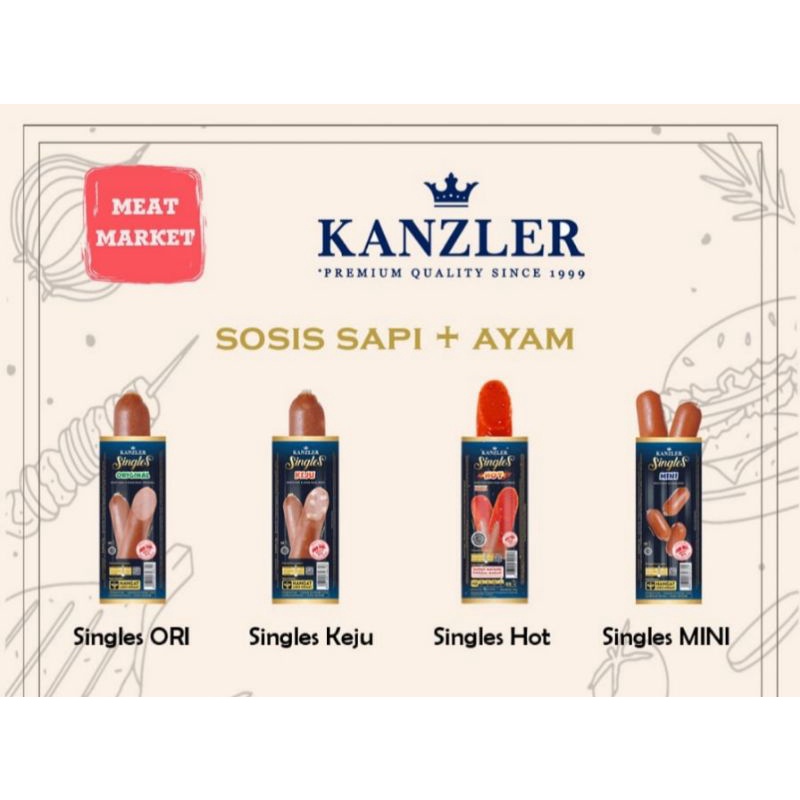 

Kanzler Sosis Singles (siap makan) : Original / Keju / Hot