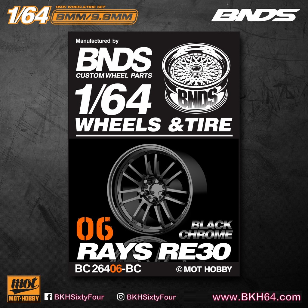 Ban Karet BNDS PRO Edt 6BC 9.8mm LONG AXLE BLACK CHROME VHTF