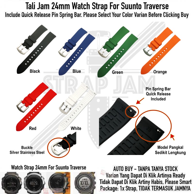 LKG Tali Jam Tangan Suunto Traverse - Strap 24mm Rubber Silikon Quick Release