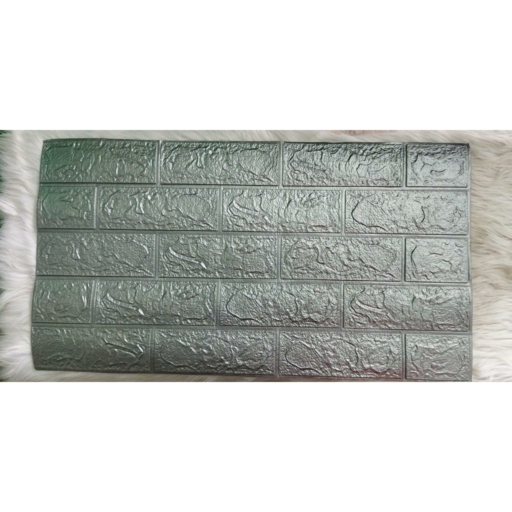 Wallpaper Dinding Foam 3D Kecil Motif Batu Bata / Wallpaper Dinding Foam DD509 [1KG=26PCS]-SILVER GREY