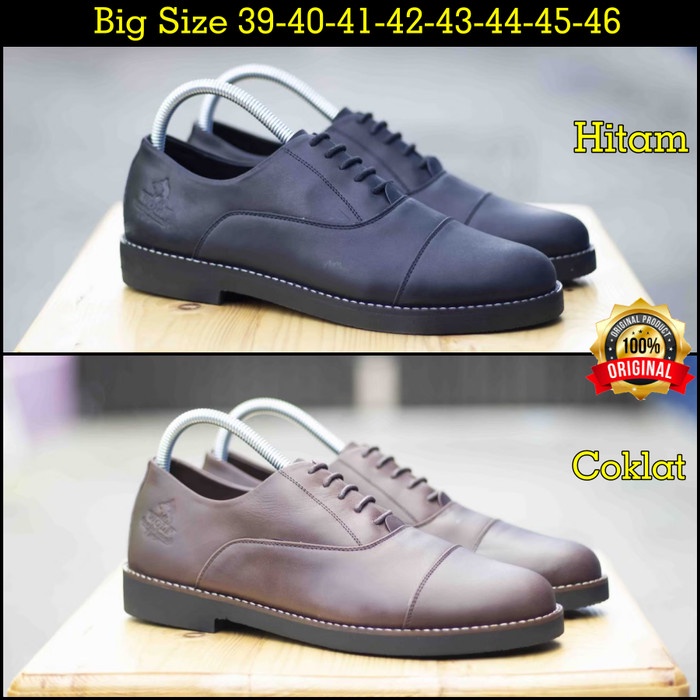 SEPATU KERJA JUMBO BIG SIZE 44 45 56 SEPATU KULIT - WOLF MALINOIS FORMAL CASUAL PRIA