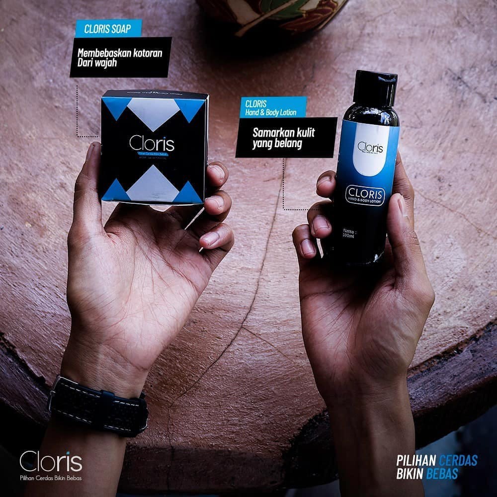 PAKET CLORISMEN CLORIS MEN Original Paket Perawatan Pria Lengkap Skincare Untuk Cowok Sabun Wajah-Paket 80gr + Lotion
