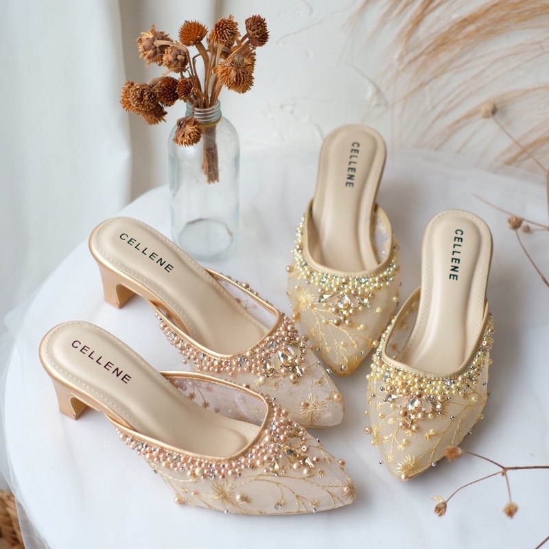 𝗖𝗘𝗟𝗟𝗘𝗡𝗘 Ghaisa Beads Heels / Wedding shoes 5cm / sepatu pengantin