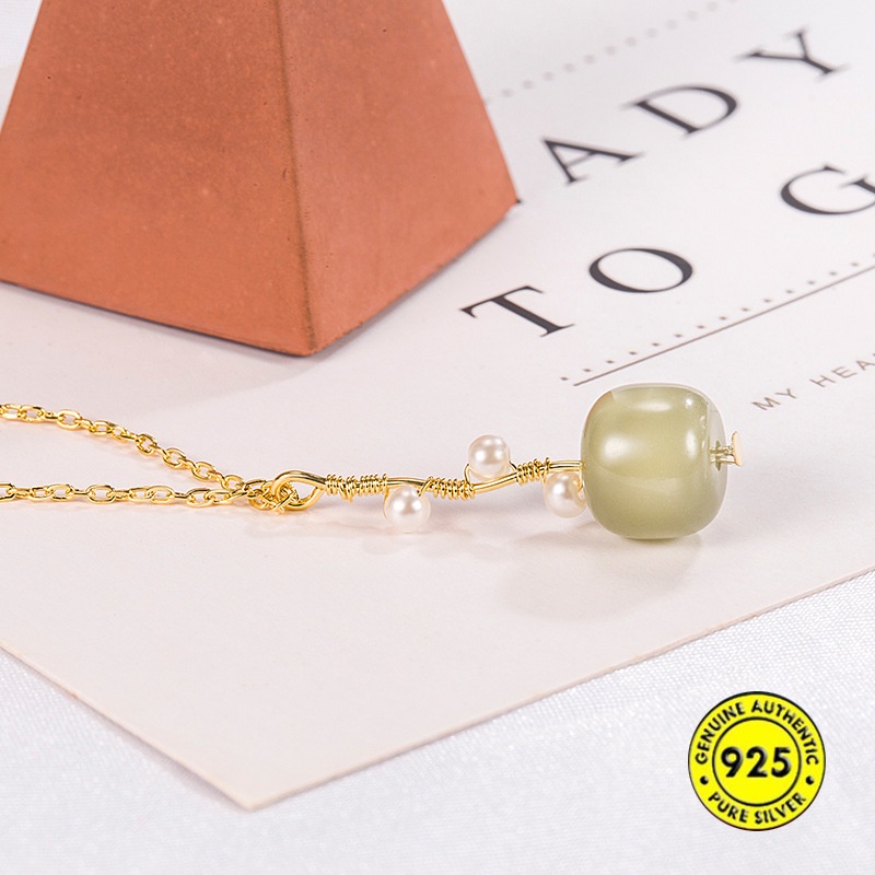 Kalung Mutiara Giok Emas 18K Tahan Air Anti Alergi Untuk Aksesoris