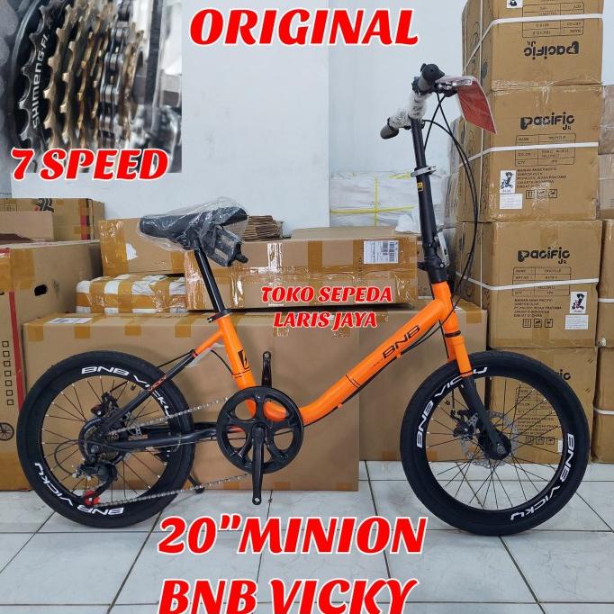 SEPEDA MINION BNB VICKY, SEPEDA MINION 20 INCH BNB VICKY REM CAKRAM 7S