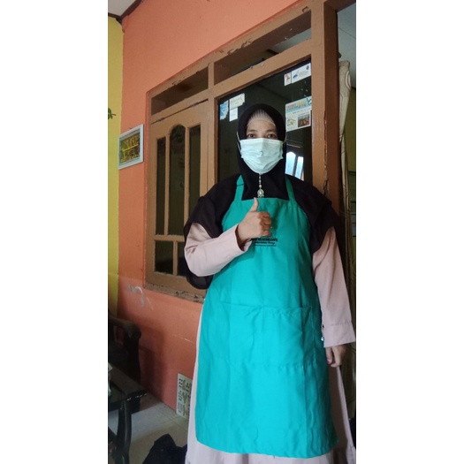 Apron Celemek Drill bordir Custom nama logo Masak Custom Drill Restoran Barber Bisa order satuan