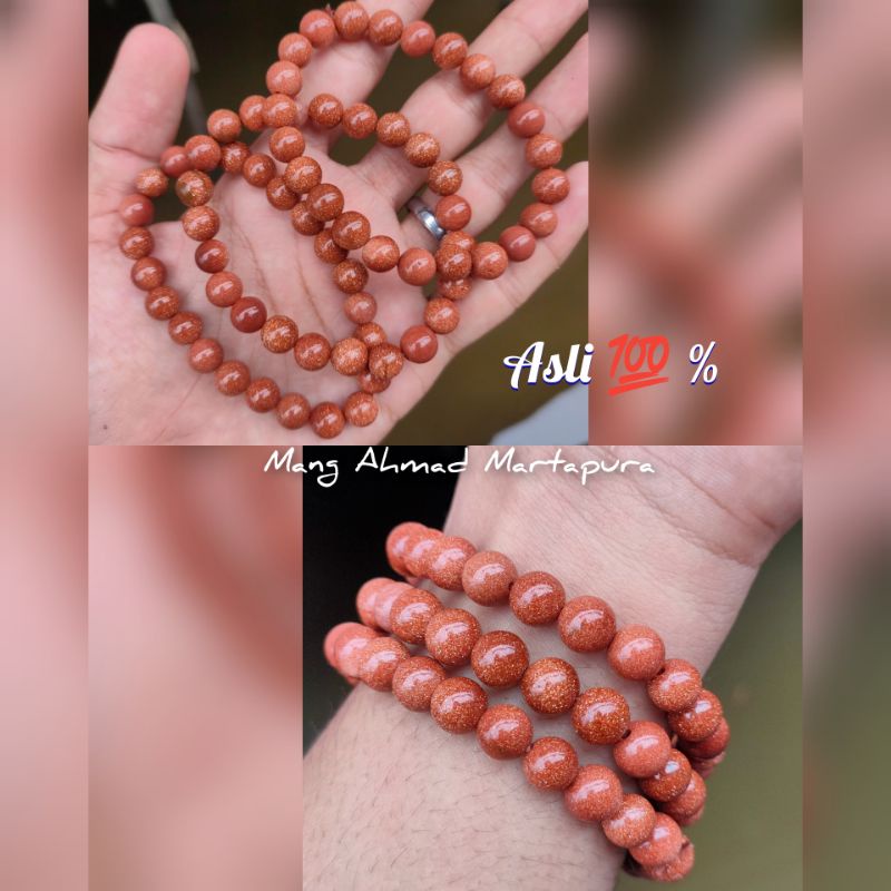 Gelang kesehatan Batu pasir mas Coklat ukuran 8mm Pasir emas kwalitas terbaik