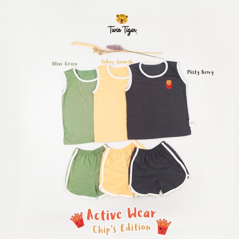 TWIN TIGER SLEEVELESS ACTIVE WEAR SETELAN KUTUNG ANAK 1-5 Tahun