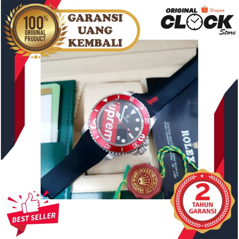 Obrall  JAM TANGAN PRIA WANITA | RANTAI | KULIT | KARET | MURAH | - pria rolex aupreme merah ori inc