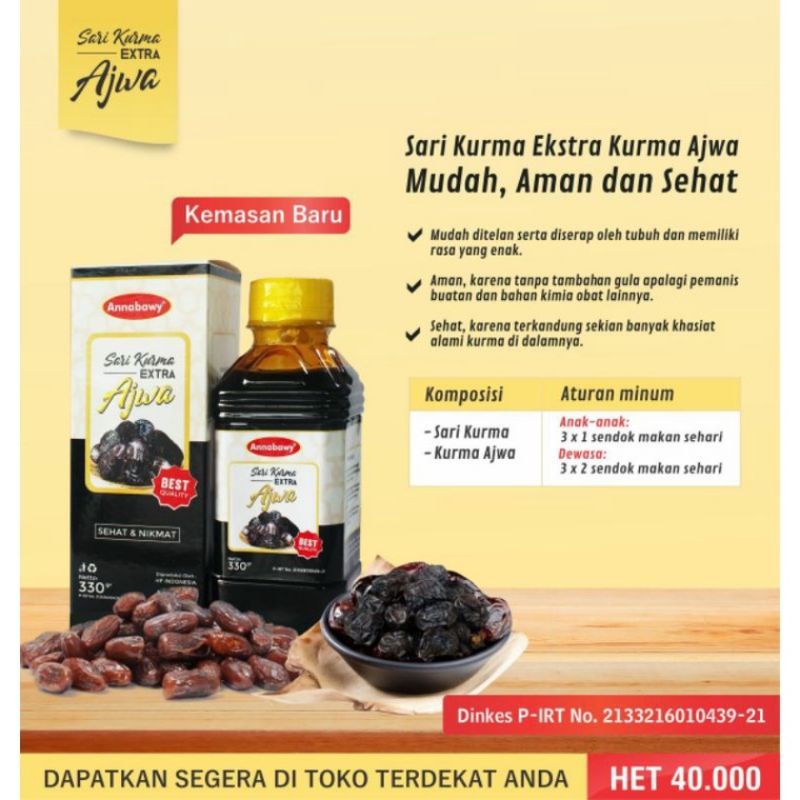 

Sari Kurma Extra Kurma ajwa annabawy 330gr
