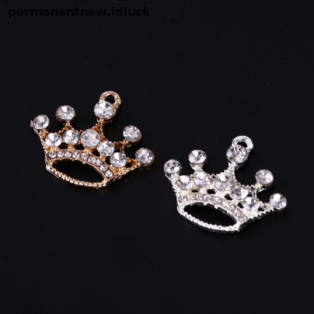 10pcs / Set Liontin Mahkota Kecil Bahan Alloy Kristal Untuk Membuat Perhiasan