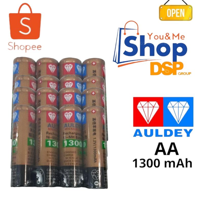 TERLARIS BATERAI Cas Rechargeable Auldey  AA2,1300mah 1.2V.(1 PAK Baterai isi 4 pcs).