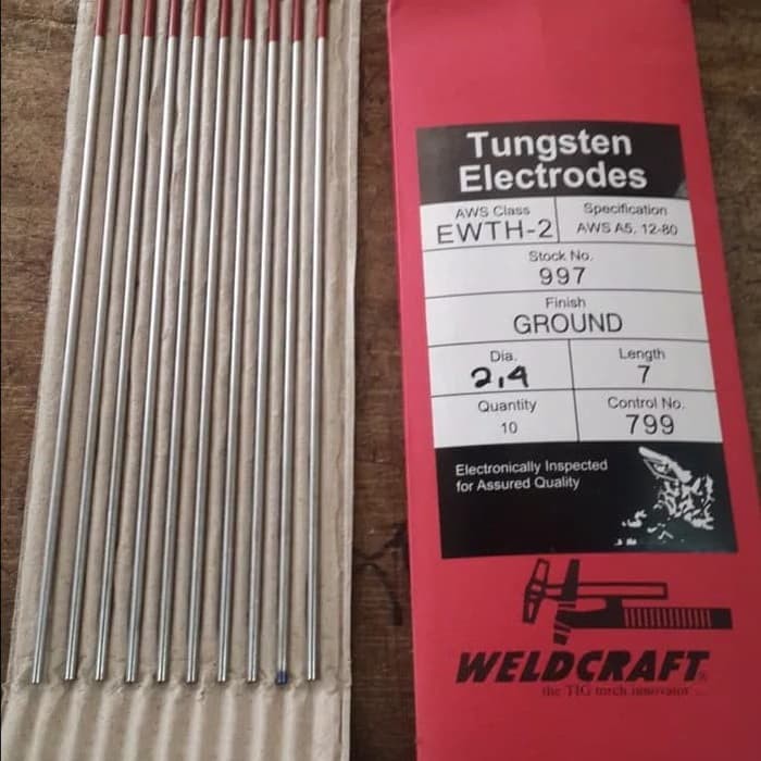 Kawat Las  Tungsten  merk WELDCRAFT 1 6mm isi 10 pcs 
