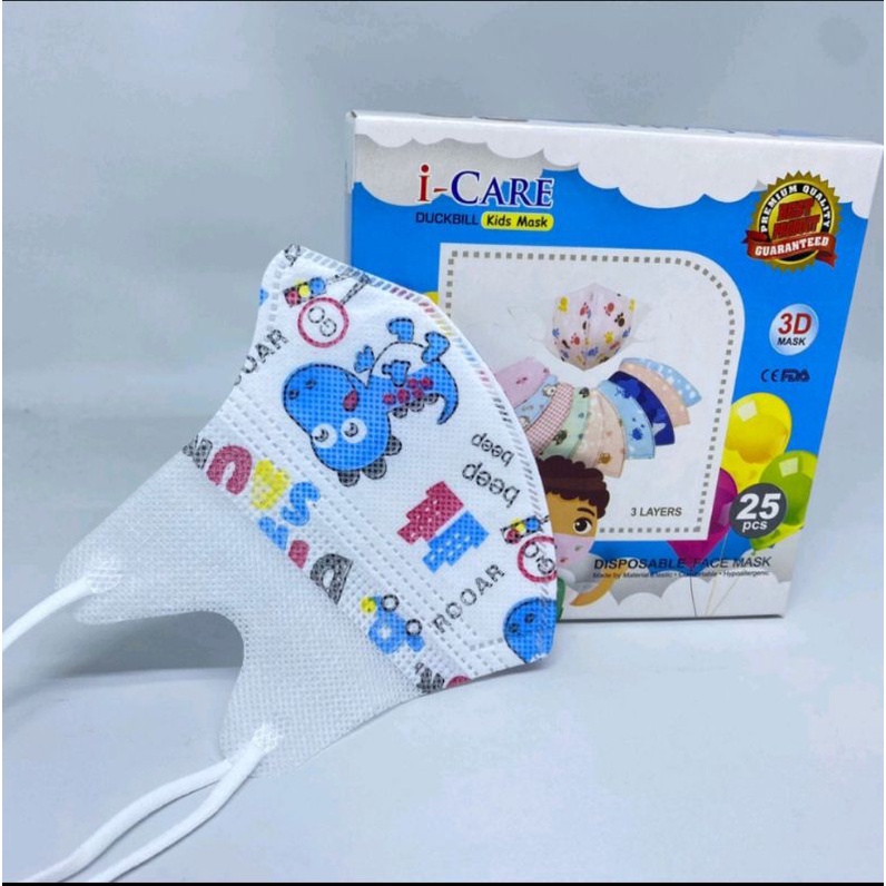 Masker Duckbil anak 4ply i care kemenkes isi25 pcs