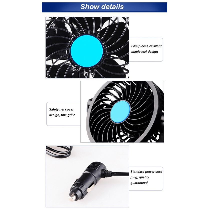 T304 Kipas Angin Mobil Double Headed Fan / Kipas Angin Mobil