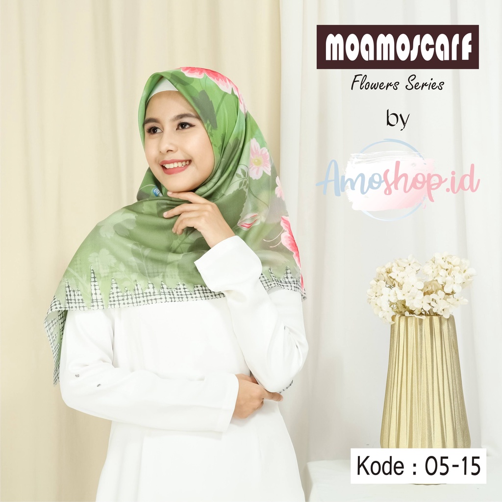 Hijab Segi Empat Voal Premium Murah Square Printing Scarf Flower Series