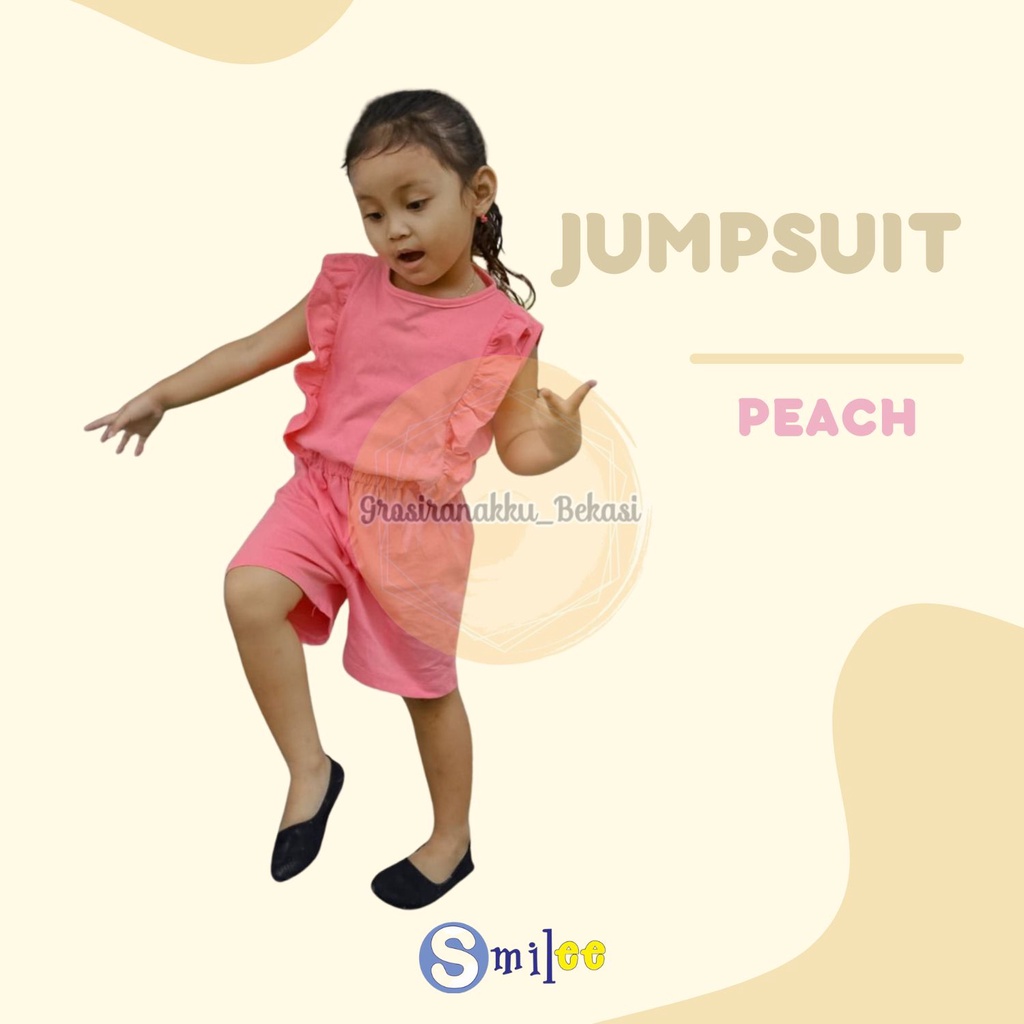 Jumpsuit Anak Smilee Nada Polos Warna Peach Size 1-5Thn